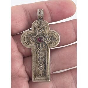Don Lucas Native American Sterling Silver 925 Gem Stone Cross Pendent
